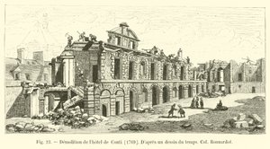 Nedrivning af Hôtel de Conti, 1769, Ifølge en tegning fra tiden, Col Bonnardot af French School