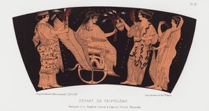 Triptolemus afgang (farve litho) af French School