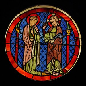 Viser Kristus med en kvinde, ex Ste Chapelle af French School