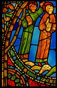 Afbilder to munke ved himmelfarten af St. Benedikt; ex St Denis af French School