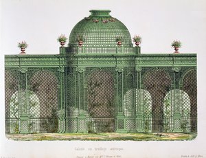 Design til et arkadeformet espalier med en central kuppel, udgivet for Bureau de Moniteur des Menusiers, Paris af French School