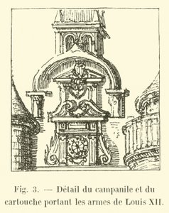 Detalje af campanilen og kartouchen, der bærer Ludvig XII