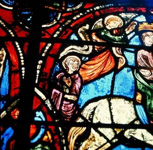 Detalje fra et af vinduerne (farvet glas) af French School