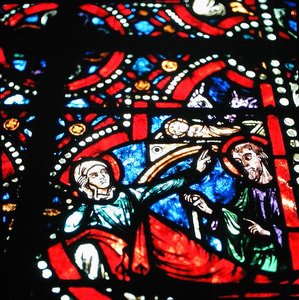 Detalje fra et af vinduerne (farvet glas) af French School