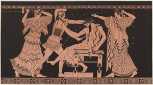 Detalje af græsk keramik (farvelitografi) af French School