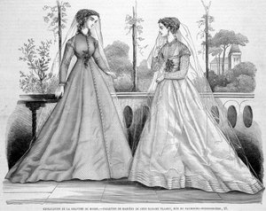 To brudetoiletter fra Madame Fladry - i ""La Mode illustrée""" af 29.09.1867. af French School