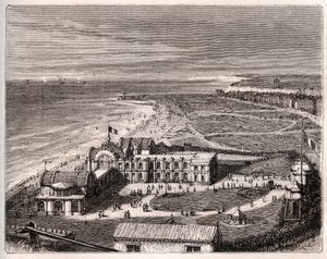 Dieppe - Normandiet - gravering i "La France illustrée: geografi, historie, statistisk administration" af V.A. Malt-Brown. 1884 af French School