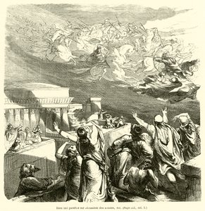 Gud frembringer hære over Jerusalem osv. (gravering) af French School