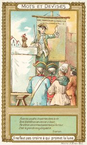 Tro ikke, hvem der lover Månen (chromolitho) af French School