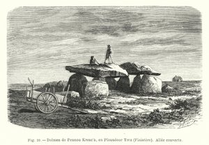 Dolmen of Pennou Creach, i Plouneour Trez, Finistere, overdækket gangbro (gravering) af French School