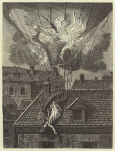Dramatisk død af aeronauten Madame Blanchard, 6. juli 1819 af French School