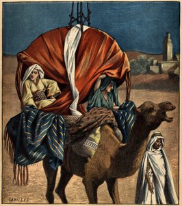 Dromedarbruger som transportmiddel. Tunesien, Afrika af French School