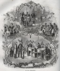 Grundskoler i Frankrig i det 19. århundrede - indgravering - New National Encyclopedia af Maurice La Charest - 1870 - af French School