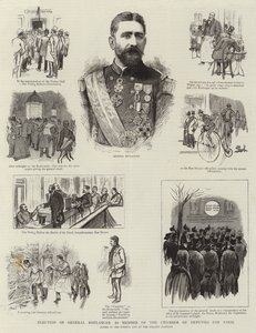 Valg af general Boulanger som medlem af Deputeretkammeret for Paris (gravering) af French School