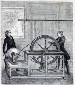 Elektrisk maskine (Generator) af Francis Hauksbee (1666-1713) perfektioneret af Boze l