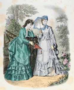 Elegante kvinder i en have, fra La Mode Illustrée, 1871 af French School