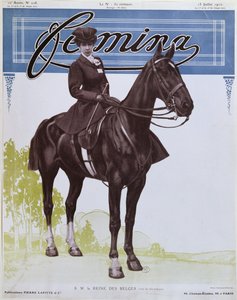 Elisabeth (1876-1965) Belgiernes dronning, fra forsiden af Femina Magazine, 15. juli 1910 af French School