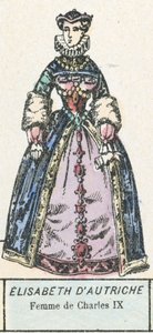 Elisabeth af Østrig, kone til Charles IX (farvet stik) af French School
