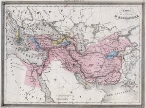 Imperium og ekspedition af Alexander den Store - Tavle fra "Universal Atlas of Ancient and Modern Geography for the Use of Residential Schools" af Vuillemin - ca. 1845 af French School