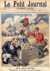 England lægger hånden på reserven af den egyptiske gæld for at finansiere en militæroperation i juni 1896 - illustration fra 