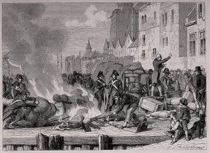 Engelske varer solgt eller brulees på grund af den kontinentale blokade pålagt Storbritannien af Napoleon af French School