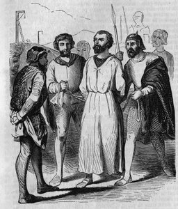 Enguerrand de Marigny kammerherre og minister for kong Filip IV Belen marcherer til tortur i 1315. Indgravering af det 19. århundrede. af French School