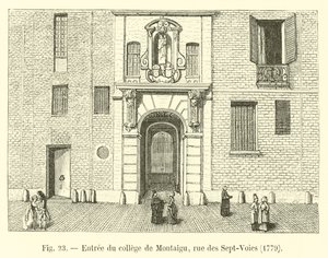 Indgang til kollegiet i Montaigu, rue des Sept-Voies, 1779 af French School