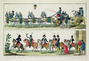 Indrejse til Paris af Charles, greve af Artois, 12. april 1814, og indrejse til Paris af Louis XVIII, konge af Frankrig og Navarra, 3. maj 1814 af French School