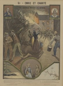 Misundelse og næstekærlighed (farve litho) af French School
