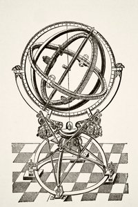 Ækvatorringe eller cirkler, efter kobberstik i bogen Tychonis Brahe Astronomiae Instauratae Mechanica fra 1602, fra Science and Literature in The Middle Ages af Paul Lacroix pub. London 1878 af French School