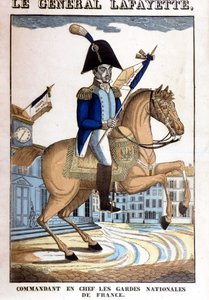 Rideportræt af general La Fayette (Lafayette), øverstkommanderende for den franske nationalgarde af French School