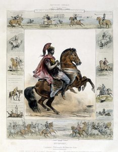 Rytterportræt af Xenophon - i "" Malerisk historie om gammel og moderne ridning"" af Charles Aubry af French School
