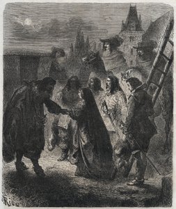 Marie de Medicis (1573-1642) flugt fra slottet Blois i februar af French School