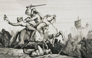Eudes (860-98) i kamp mod normannerne, fra "Histoire de France" af Colart, udgivet omkring 1840 af French School