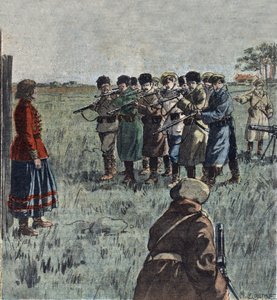 Sovjetiske soldaters henrettelse af den ukrainske anarkist Marie Nikiforova, illustration fra 