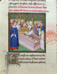 Udgravning og kanonisering af St. Louis (1215-70) i ​​1297, fra Les Grandes Chroniques de France af French School