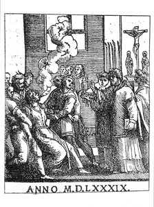 Uddrivelsesscene i 1589 af French School