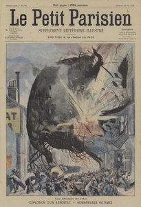 Eksplosion af en ballon (farve litho) af French School