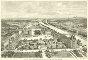 Udstilling fra 1889, Aspekt af Place du Carrousel med den forventede have på Tuilerierne (gravering) af French School