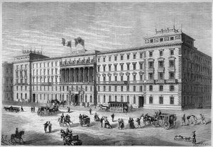 Udvendig udsigt af Hotel Donau i Wien, Østrig af French School