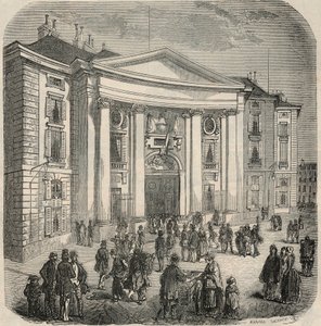 Udvendigt billede af School of Law, Place du Pantheon i Paris - Indgravering i "Tableau-de-Paris" af Edmond Texier 1852 af French School