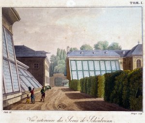 Udvendig udsigt over drivhusene i Sch¿nbrunn - i "" Picturesque Journey in Austria"" af grev Alexandre de Laborde, Paris, Didot l