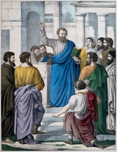 Ezra læser Moselovens bog, illustration fra en katekismus LHistoire Sainte, udgivet af Charles Delagrave, Paris, slutningen af det 19. århundrede af French School