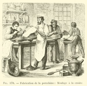 Fremstilling af porcelæn, Støbning med skorpen (gravering) af French School