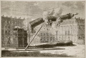 Fall of the Vendome Column, april 1871, illustration fra Cassells historie om krigen mellem Frankrig og Tyskland, 1870-1871 af French School