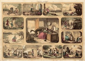 Berømte børn (farvelitografi) af French School