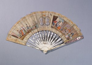 Vifte med illustrationer fra Grevinden af Cagliostro, ca. 1786 (gouache på papir og elfenben) af French School