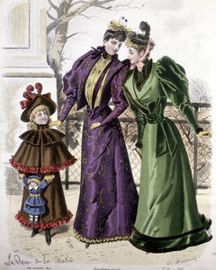 Mode: 2 kvinder og en pige, der holder en dukke. 1892 af French School