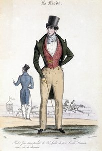 Maskulin mode i 1829 - i "Les Modes" af French School