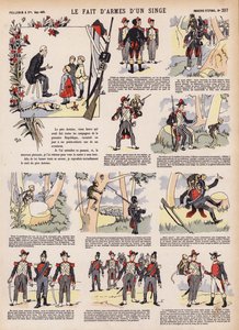 Vaabenbedrifter af en abe (farve litho) af French School